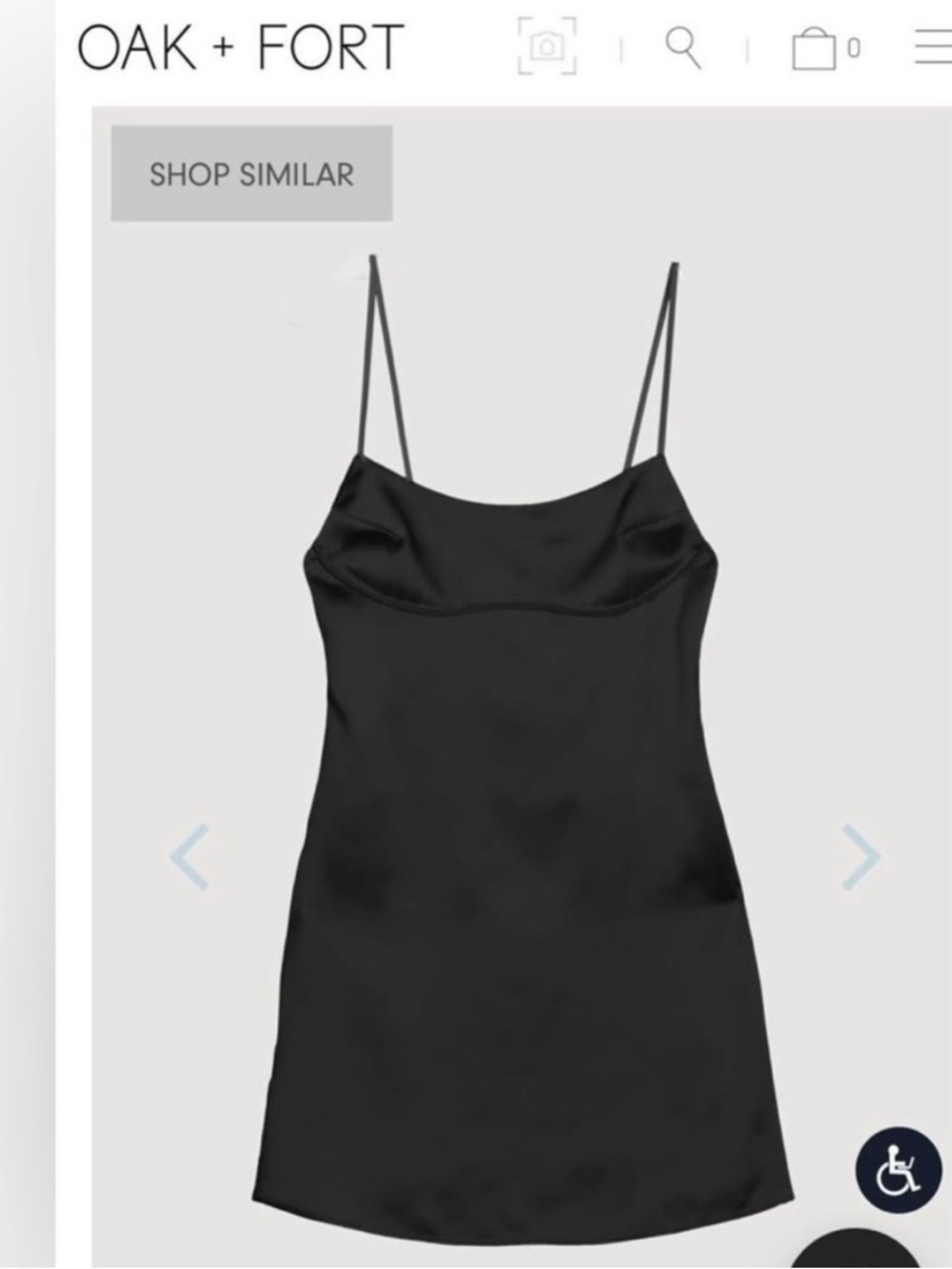 OAK + FORT Black Satin mini dress